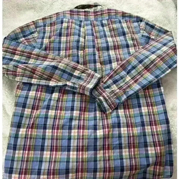 Ralph Lauren XL Multicolor Plaid‎ Button-Up Long Sleeve Men's Shirt 100% Cotton - Picture 5 of 5